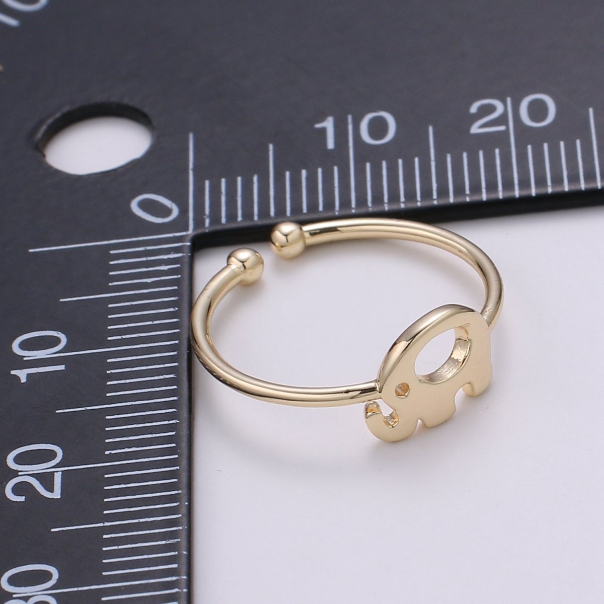 Elephant 18k Gold Ring, Adjustable Gold Curb Ring, Simple Animal Ring, The Forest R-266