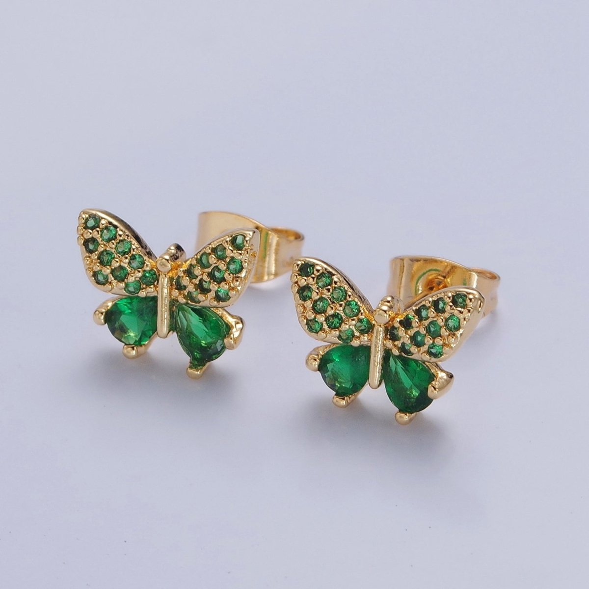 Emerald Green Cz Butterfly Stud Earring Mariposa Jewelry T-421