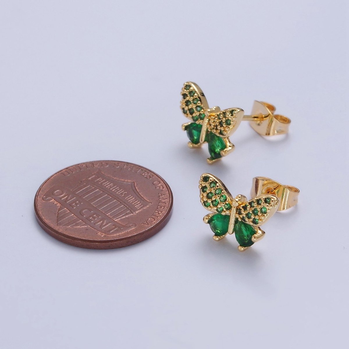 Emerald Green Cz Butterfly Stud Earring Mariposa Jewelry T-421