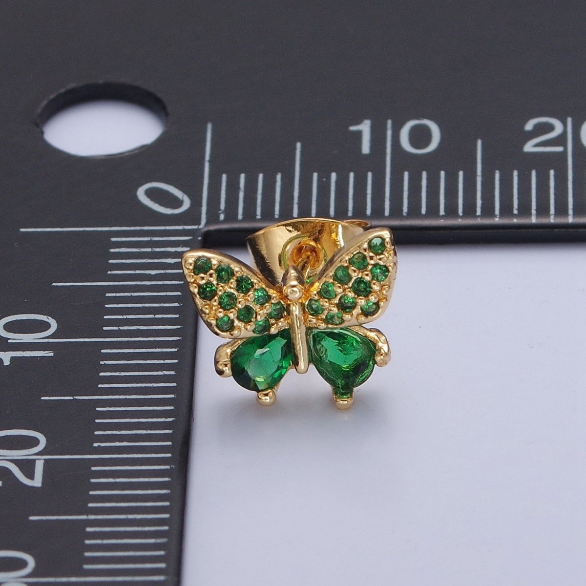 Emerald Green Cz Butterfly Stud Earring Mariposa Jewelry T-421
