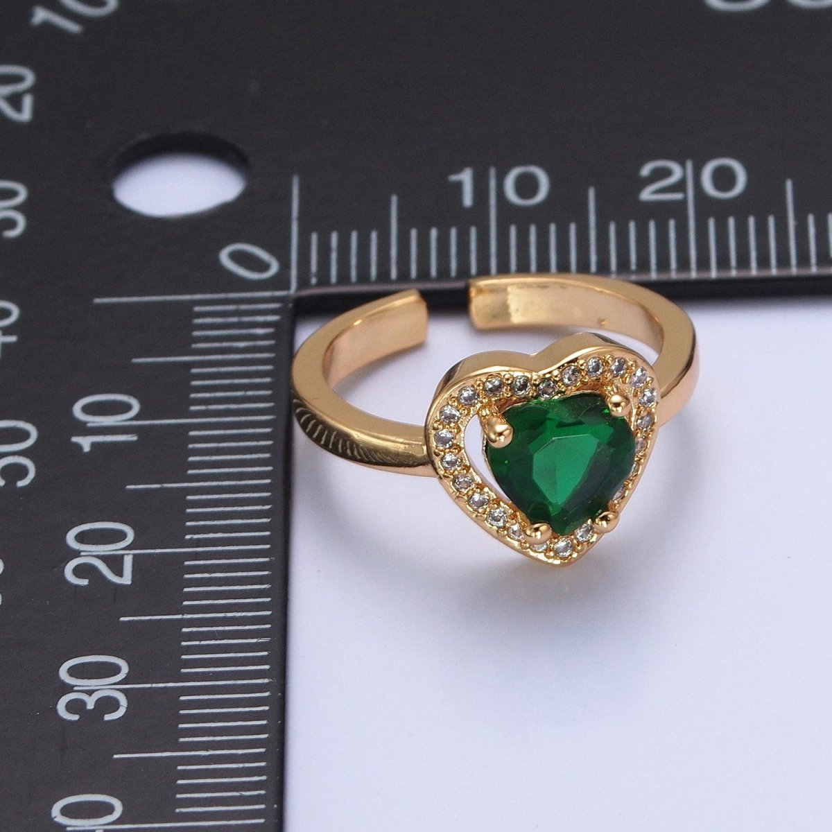 Emerald Green Heart CZ Promise Ring  O-786