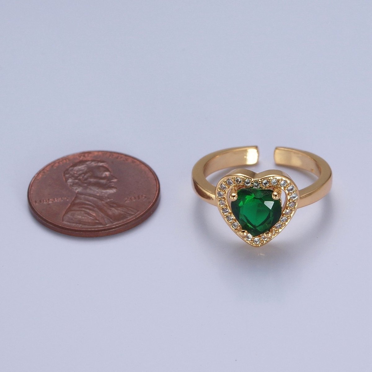 Emerald Green Heart CZ Promise Ring  O-786
