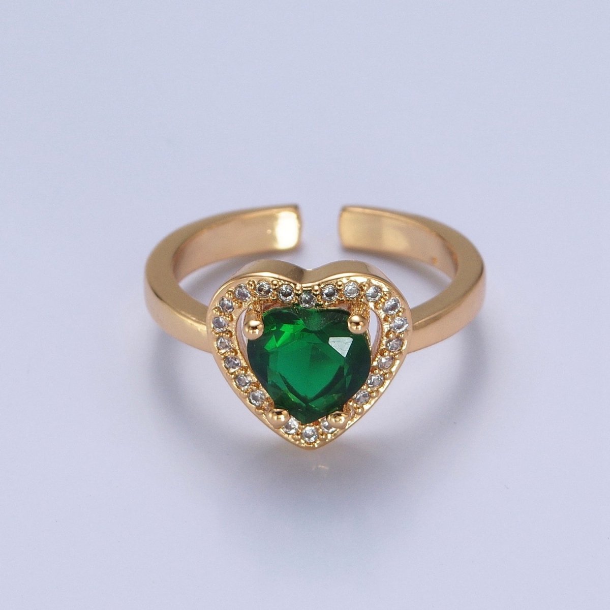 Emerald Green Heart CZ Promise Ring  O-786