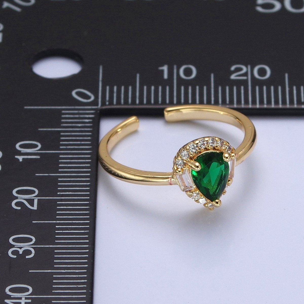 Emerald Green Teardrop CZ Promise Ring  O-787
