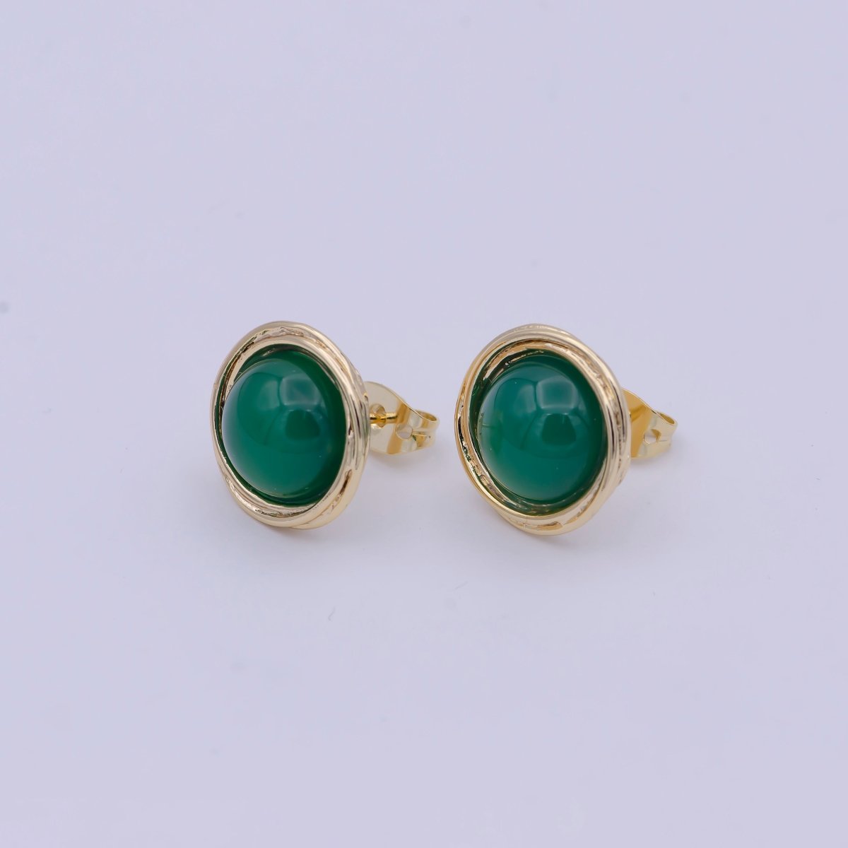 Emerald Studs Earring - Emerald Jewelry - Small Round Emerald Earrings - Green Stone Earring Q-164