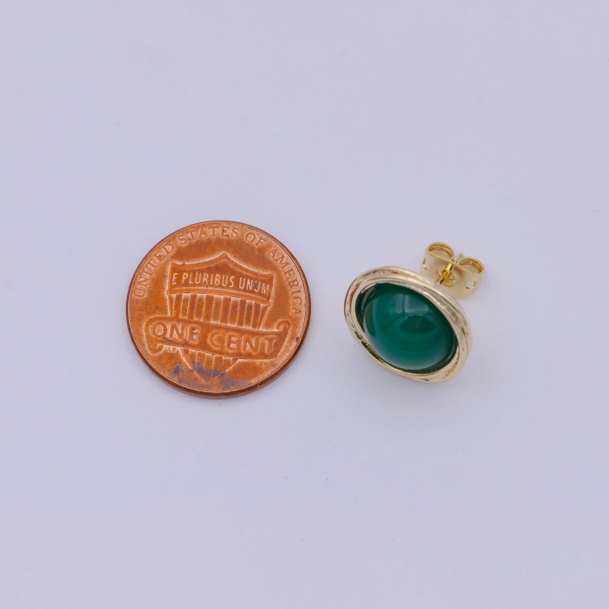 Emerald Studs Earring - Emerald Jewelry - Small Round Emerald Earrings - Green Stone Earring Q-164