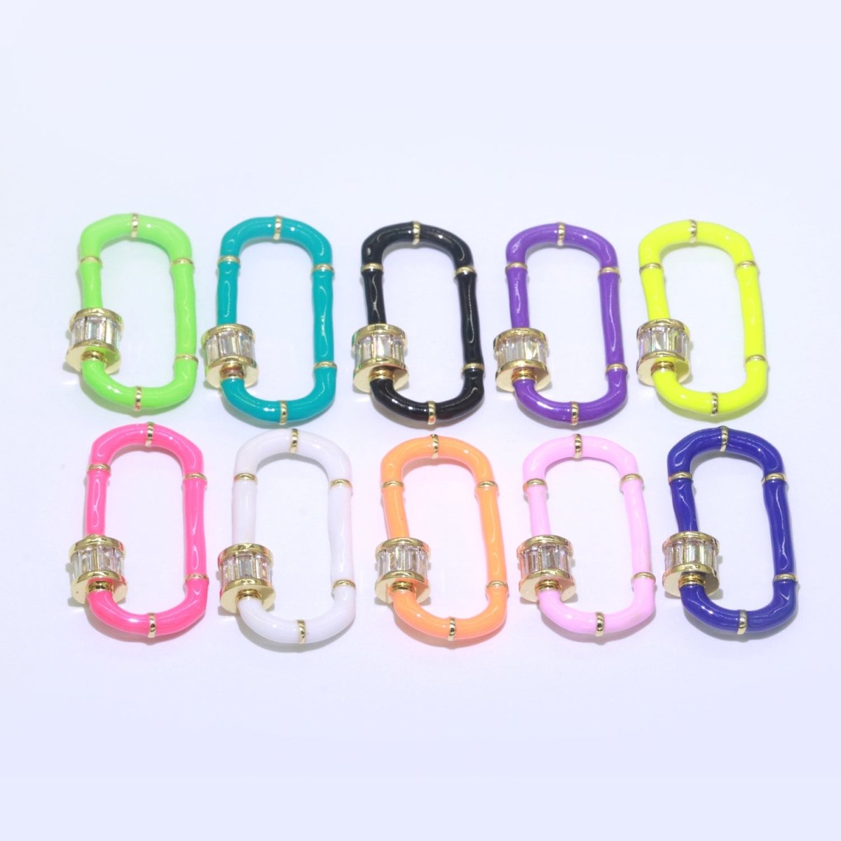 Enamel Carabiner Oval Screw Lock Clasp, Charm Link Connector 30x17mm L-373~L-382