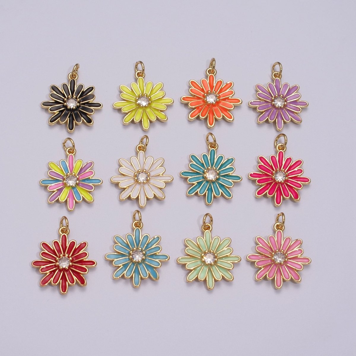 Enamel Daisy Charm Rainbow Various Color Daisy Flower Pendant for Necklace Bracelet Earring M-876 - M-887