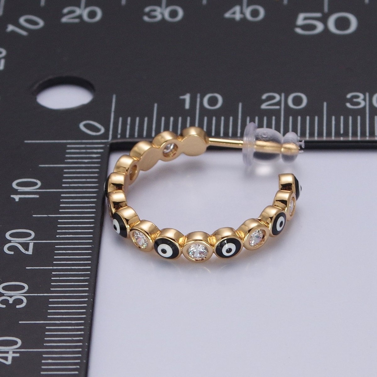 Enamel Gold Filled Evil Eye Hoop Earring T-505 ~ T-512