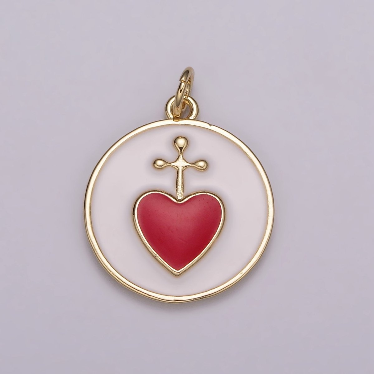 Enamel Heart Cross Pendant, Earrings pendant, Bracelet Charm, Necklace Pendant Green White Black Pink Religious jewelry making E-615-E-618