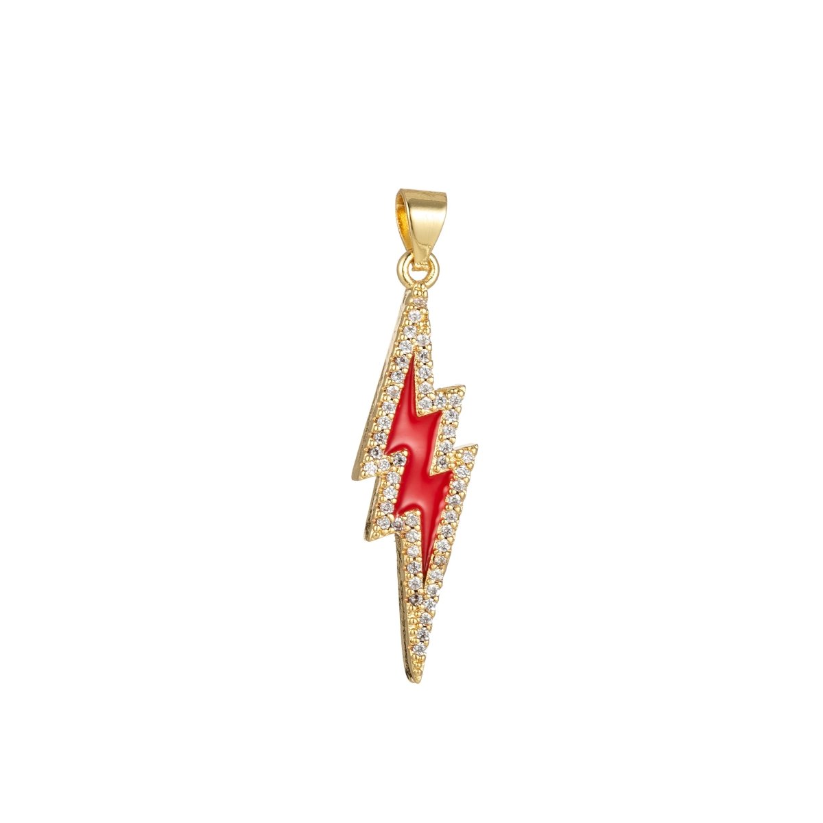 Enamel Lighting Gold Micro Pave Charm Lightning Bolt Pendant, Statement Bold Bolt, Wizard Charm, Thunder Pendant for Necklace H-846 H-852