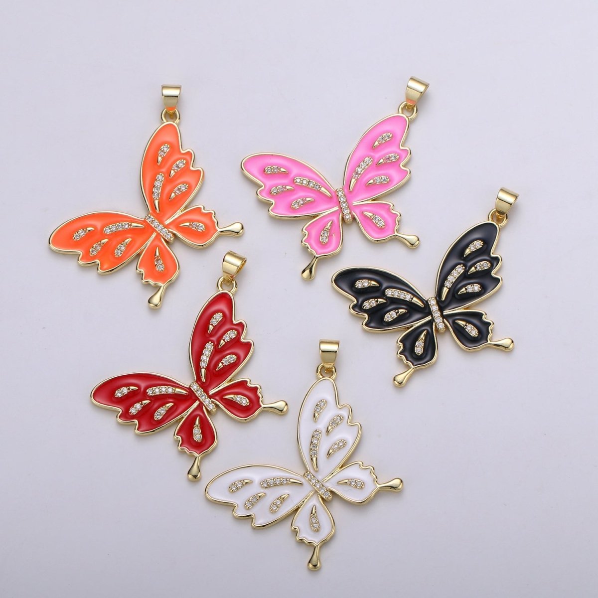 Enamel Mariposa Butterfly Gold Filled Butterfly Pendant Dream Animal Lover Necklace Pendant Charm Designer Colorful Jewelry Making J-129-J-133