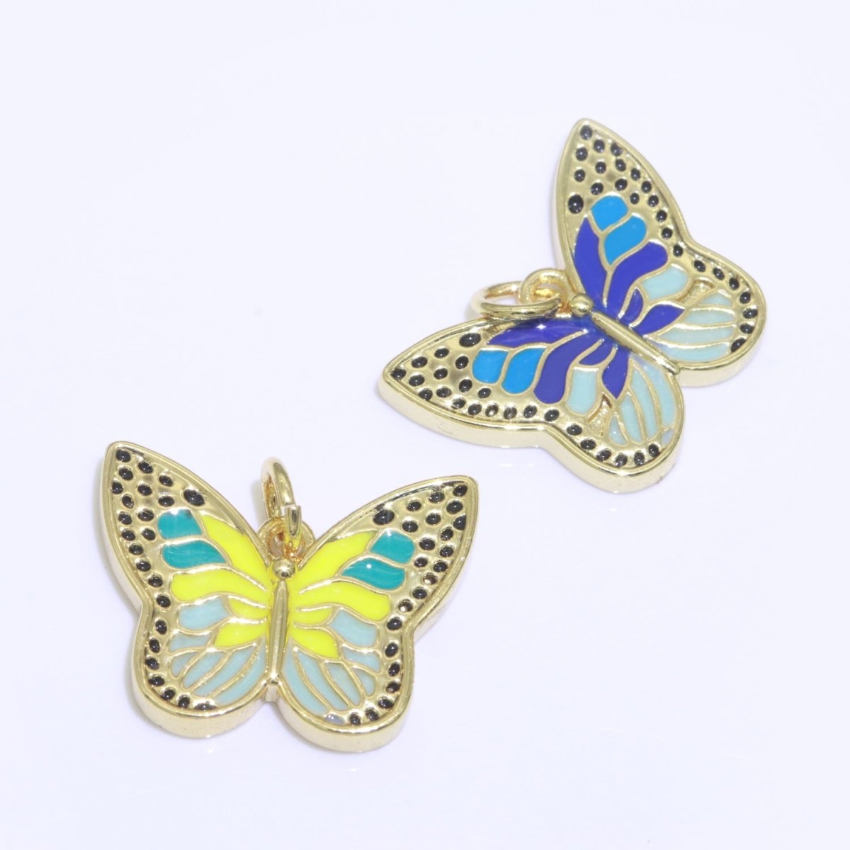 Enamel Monarch Butterfly Gold Filled Butterfly Pendant Mariposa Animal Lover Necklace Pendant Charm Designer Colorful Jewelry Making M-374 M-375