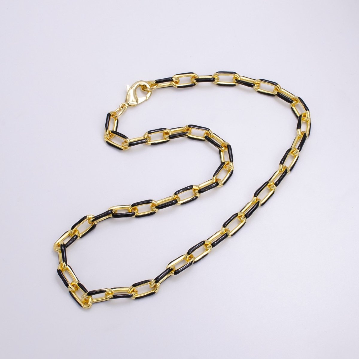 Enamel Paper-Clip Necklace 18Inch Neon Color in Gold | WA-2284 ~ WA-2299