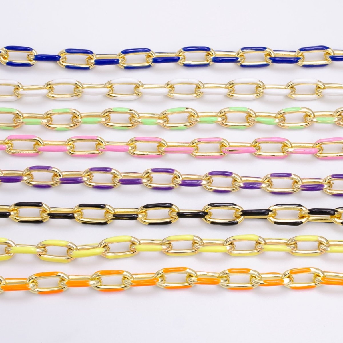 Enamel Paper-Clip Necklace 18Inch Neon Color in Gold | WA-2284 ~ WA-2299