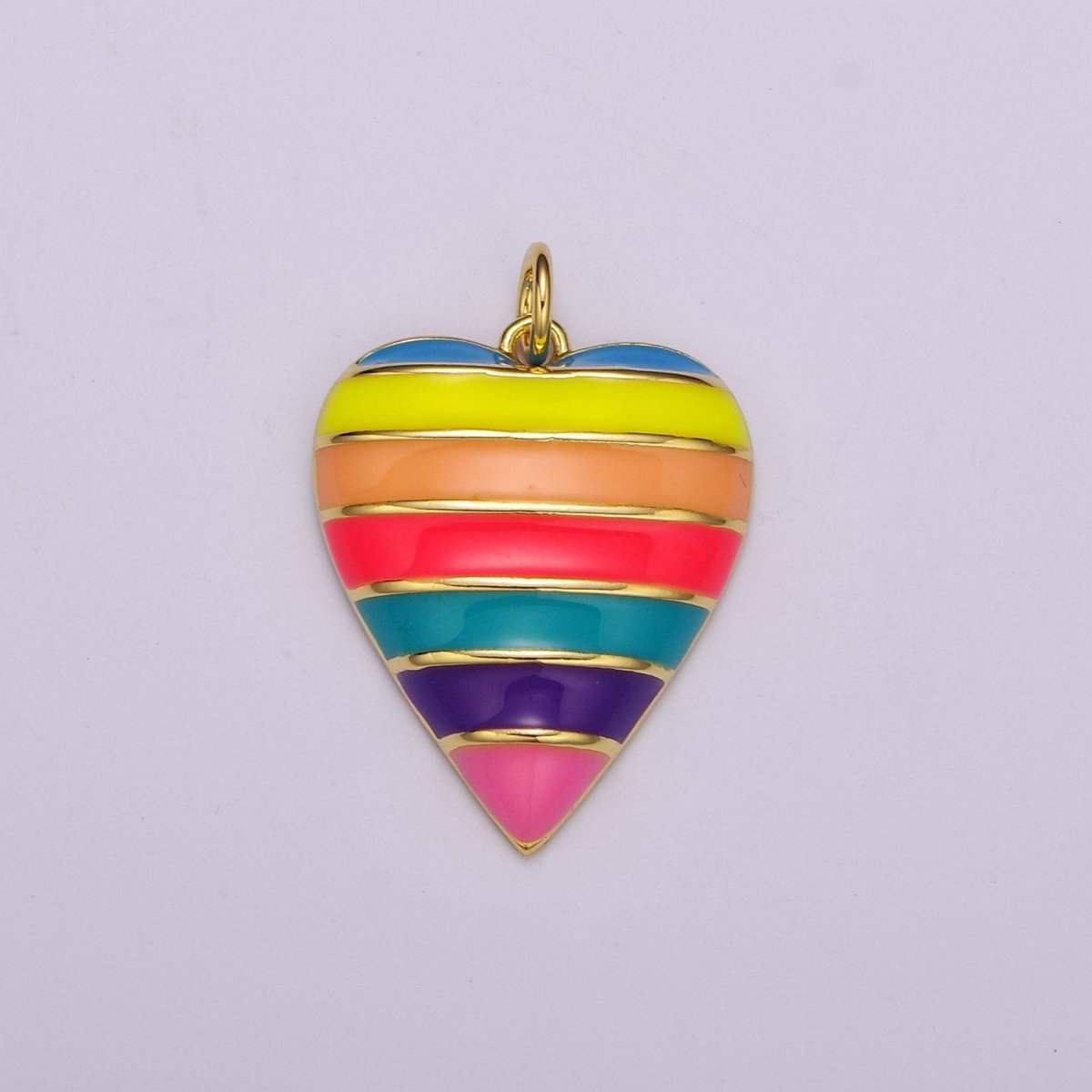 Enamel Rainbow Heart Charm Gold Fill Jewellery Making LGBTQ Pendant Charms Gay Pride Flag Color for Necklace Earring Bracelet Supply M-756