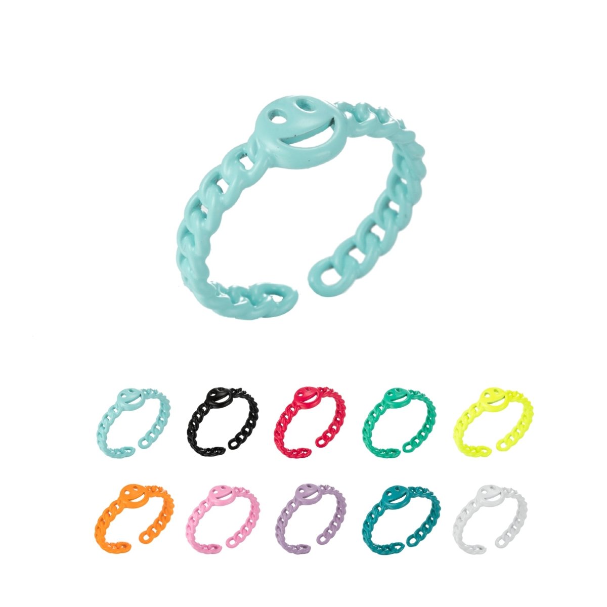 Enamel Smiley Face Open Adjustable Stacking Ring Y2K Neon Colorful Ring Unisex Jewelry