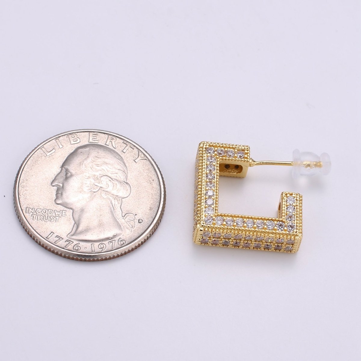 Ethnic Design 24K Gold Plated Pave CZ Stud Earring, Gold filled Micro Pave Earring for DIY Earring Craft Supply Jewelry Making Q-410