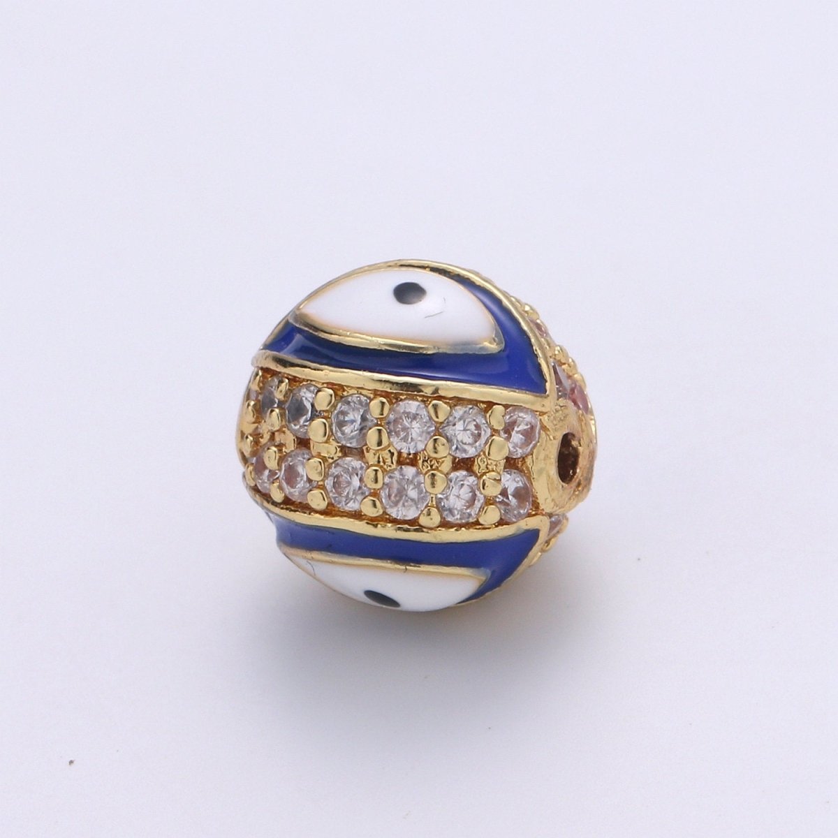 Evil Eye Beads - Round Circle Bead Spacer - Religious Amulet Prayer Beads - Gold Evil Eye Bracelet Beads - Micro Pave Small Hole Beads  B296-B298