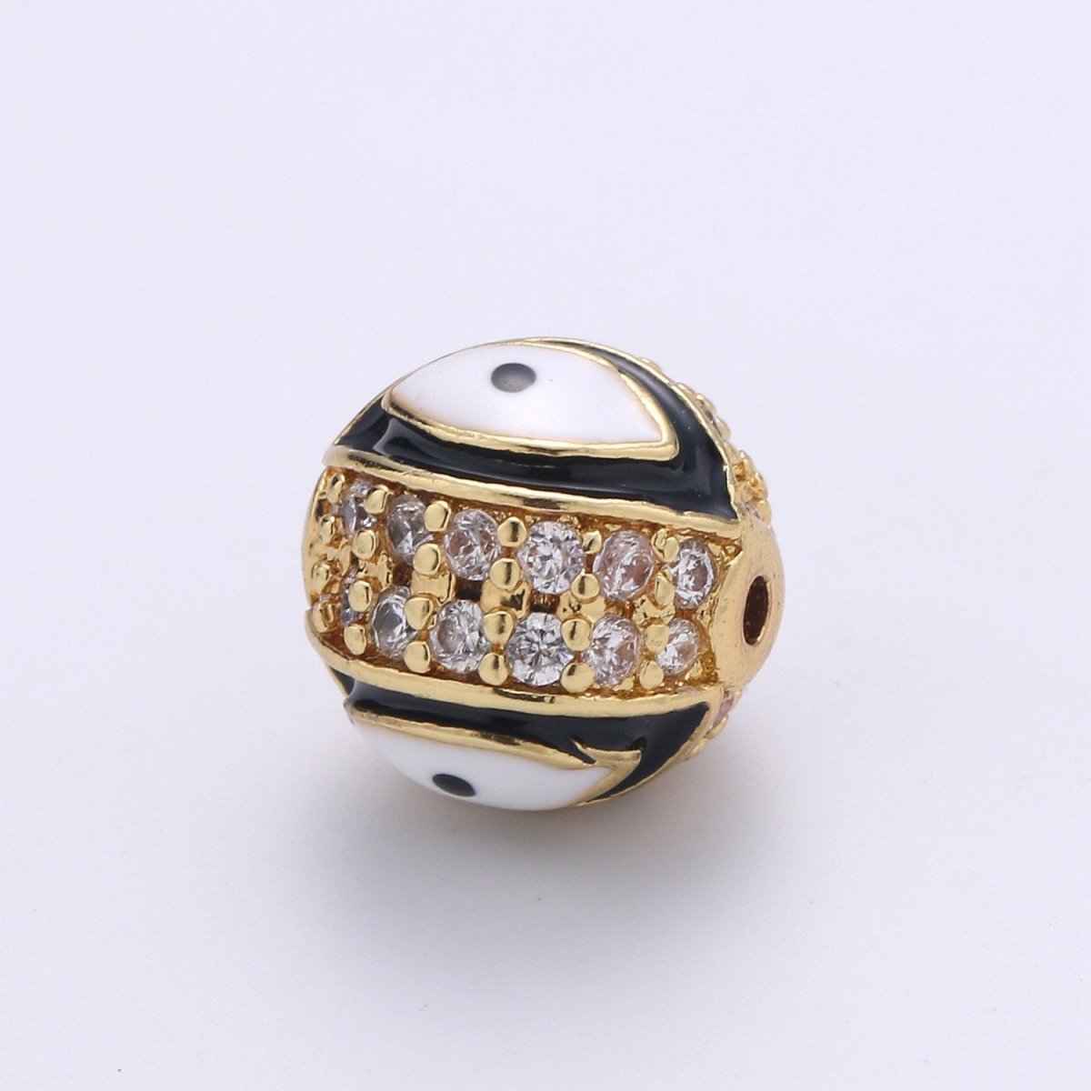 Evil Eye Beads - Round Circle Bead Spacer - Religious Amulet Prayer Beads - Gold Evil Eye Bracelet Beads - Micro Pave Small Hole Beads  B296-B298