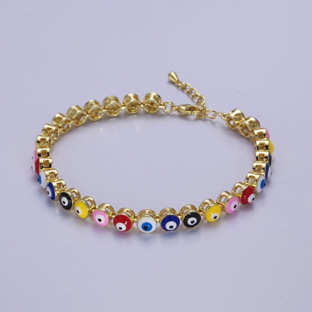 Evil eye bracelet Multi-color Evil Eye Bracelet 24K Gold Filled Amulet Turkish Eye Bracelet Adjustable | WA-888 Clearance Pricing