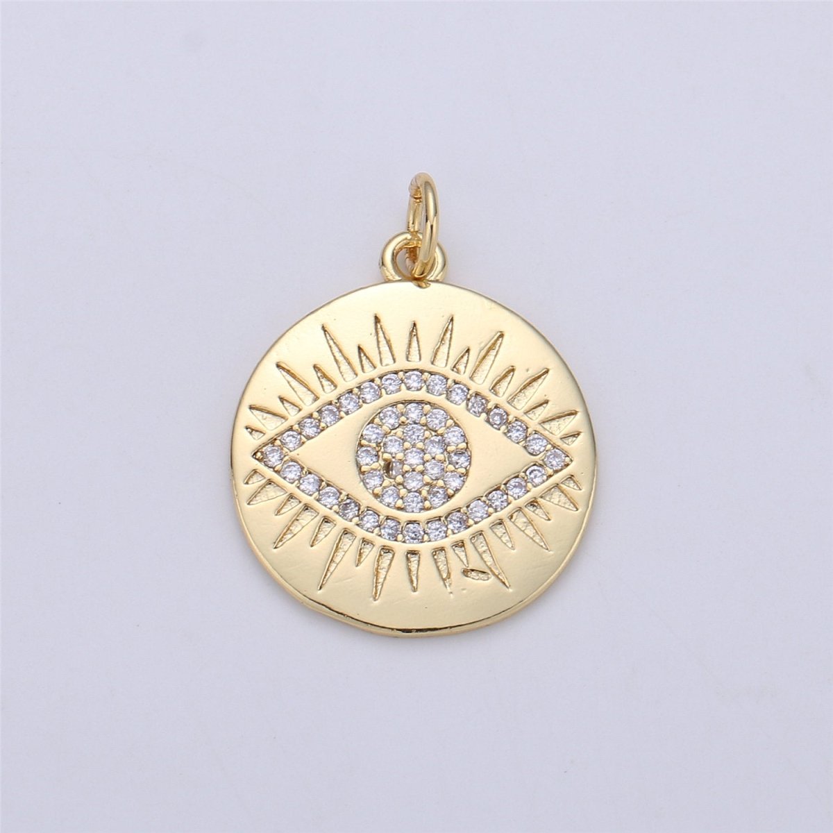 Evil Eye charm, Eye of Ra pendants, Gold Evil Eye charm, cubic Disc Coin charms 16k Gold Plated Lead Nickel Free E-524
