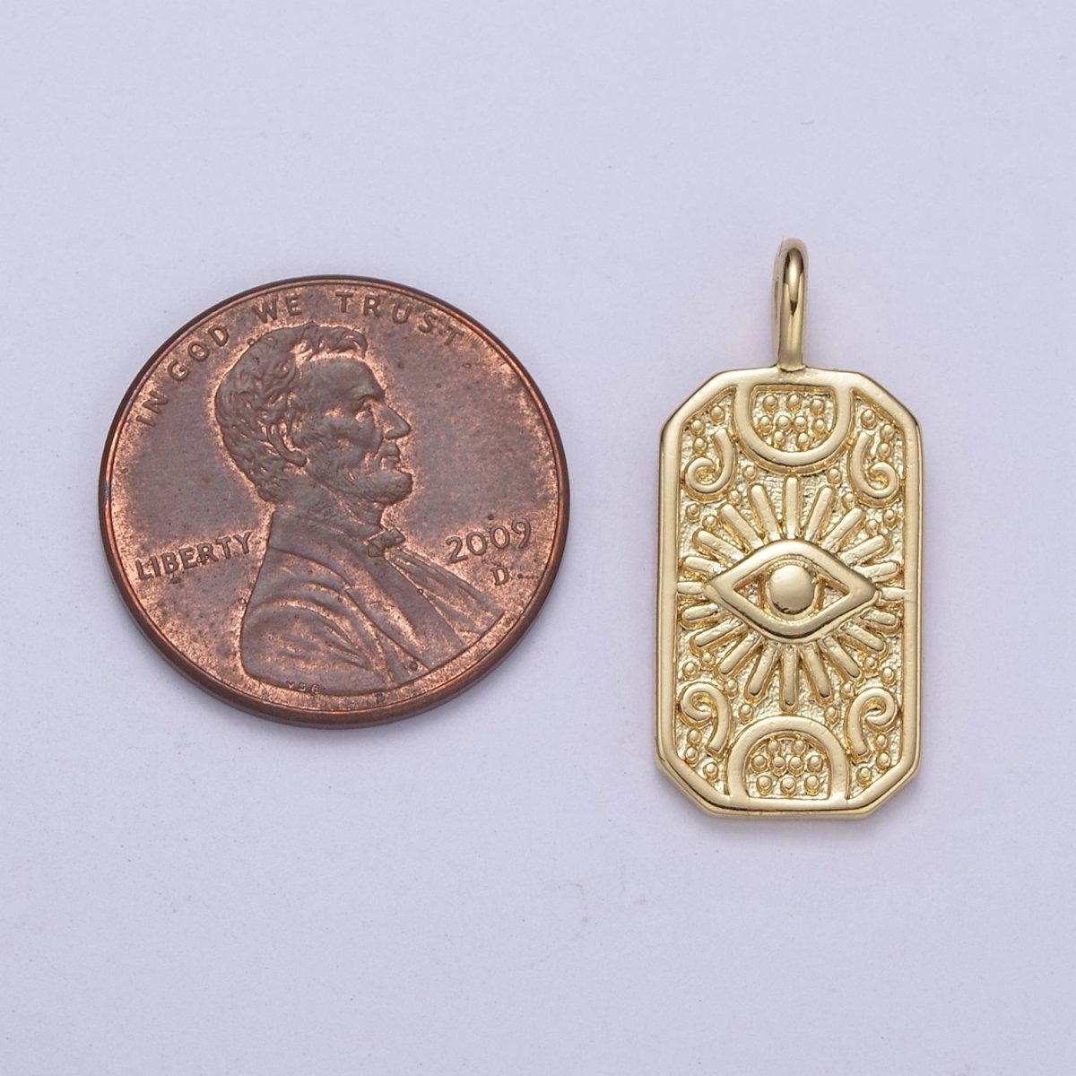 Evil Eye Charm Tag Pendant, Dainty 14K Gold Filled Eye Charm for Bracelet Necklace Pendant Earring Findings for Jewelry Making H-372