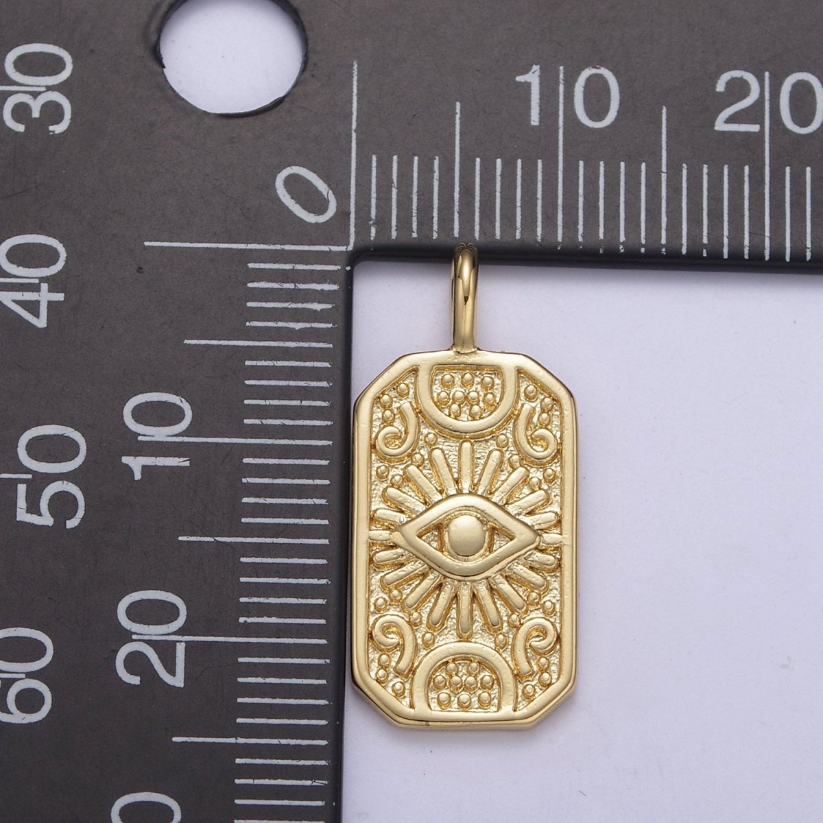 Evil Eye Charm Tag Pendant, Dainty 14K Gold Filled Eye Charm for Bracelet Necklace Pendant Earring Findings for Jewelry Making H-372