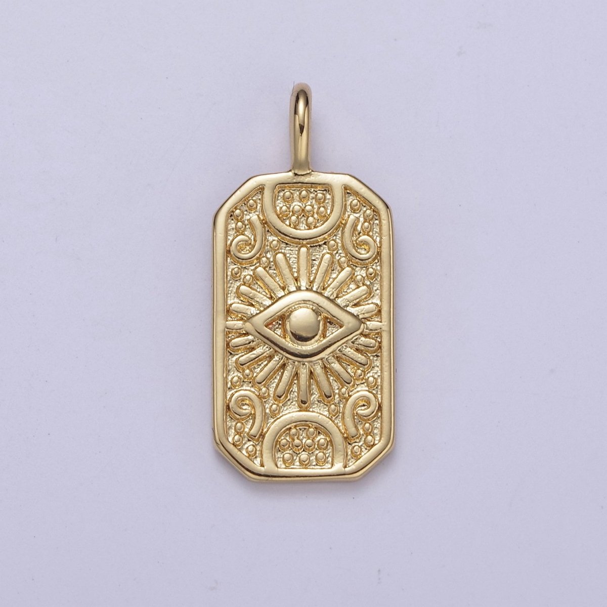 Evil Eye Charm Tag Pendant, Dainty 14K Gold Filled Eye Charm for Bracelet Necklace Pendant Earring Findings for Jewelry Making H-372