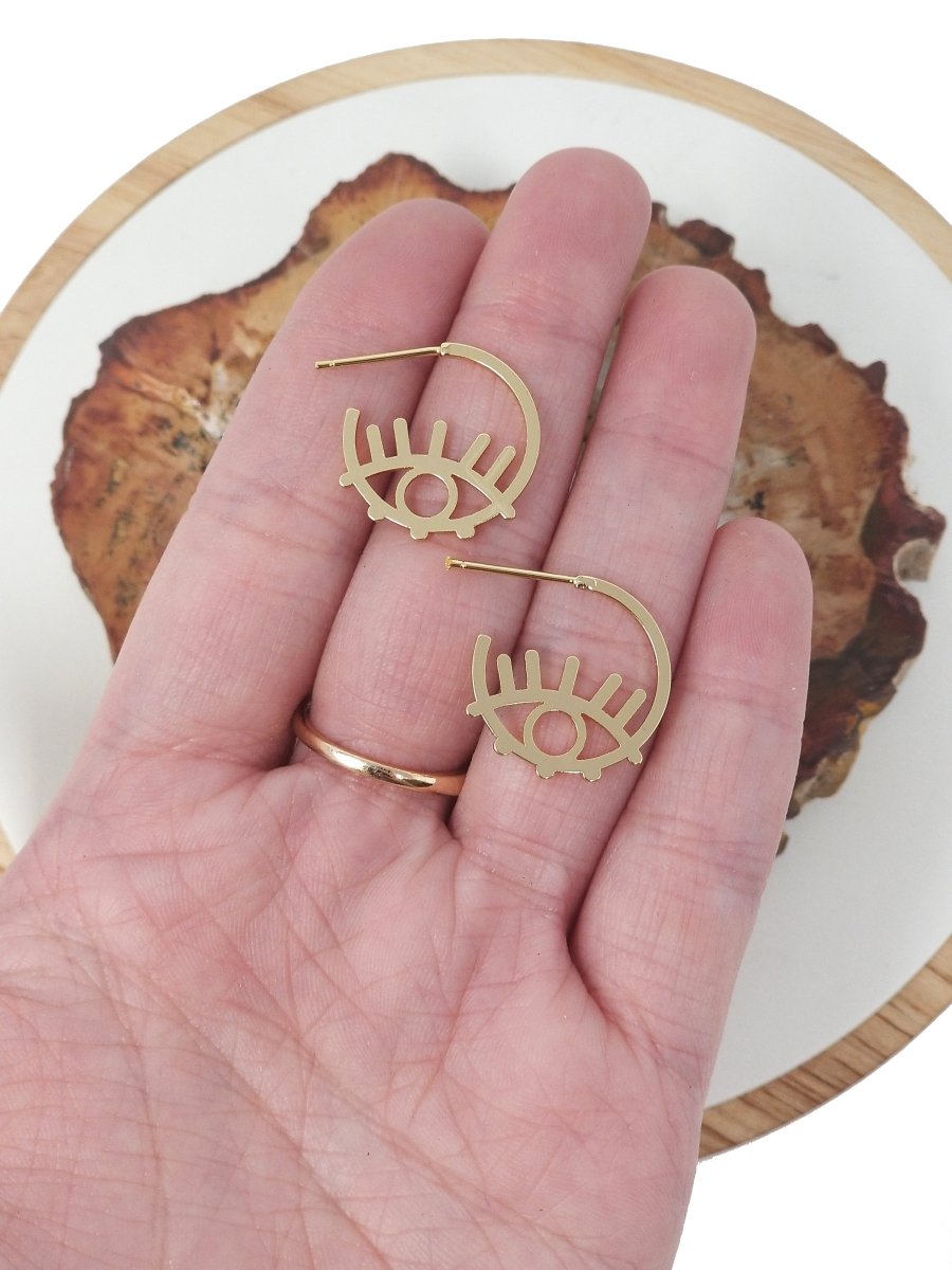 Evil Eye Earring Nickel free, Lead Free 14K gold filled 20mm Hoops earring | K-262