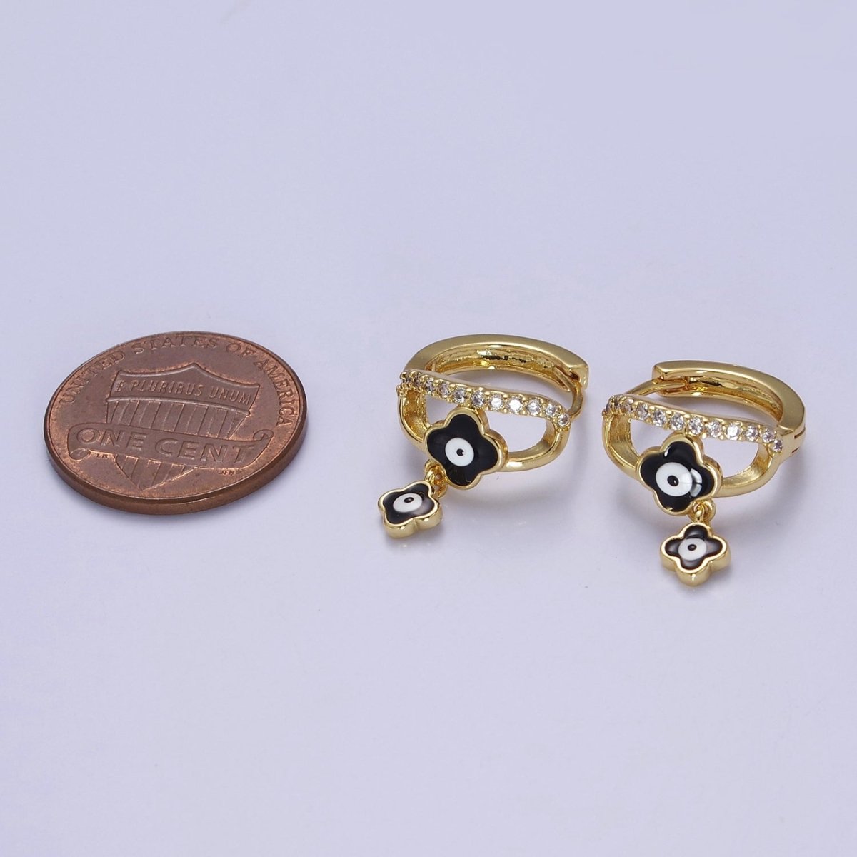 Evil Eye Gold Hoop Earrings for Women Dainty Gold Hoop Lightweight Earrings for Girls T-406 ~ T-408