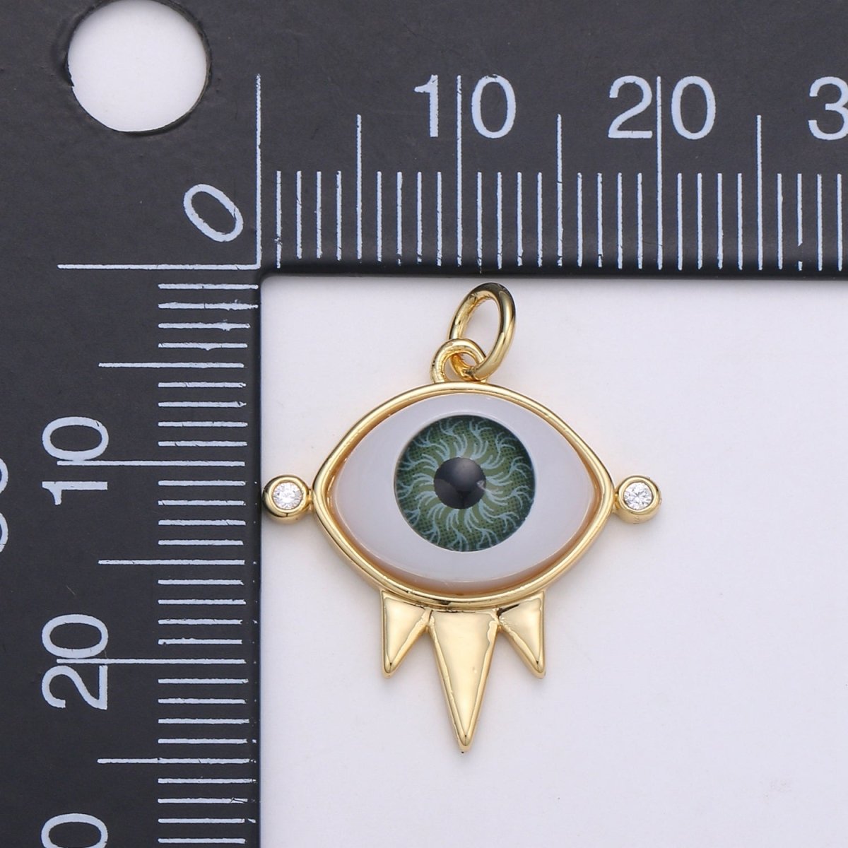 Evil Eye Green Eye Gold Filled Charm - D-723