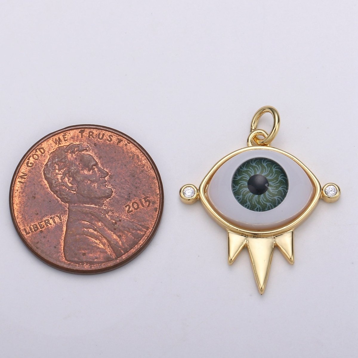 Evil Eye Green Eye Gold Filled Charm - D-723