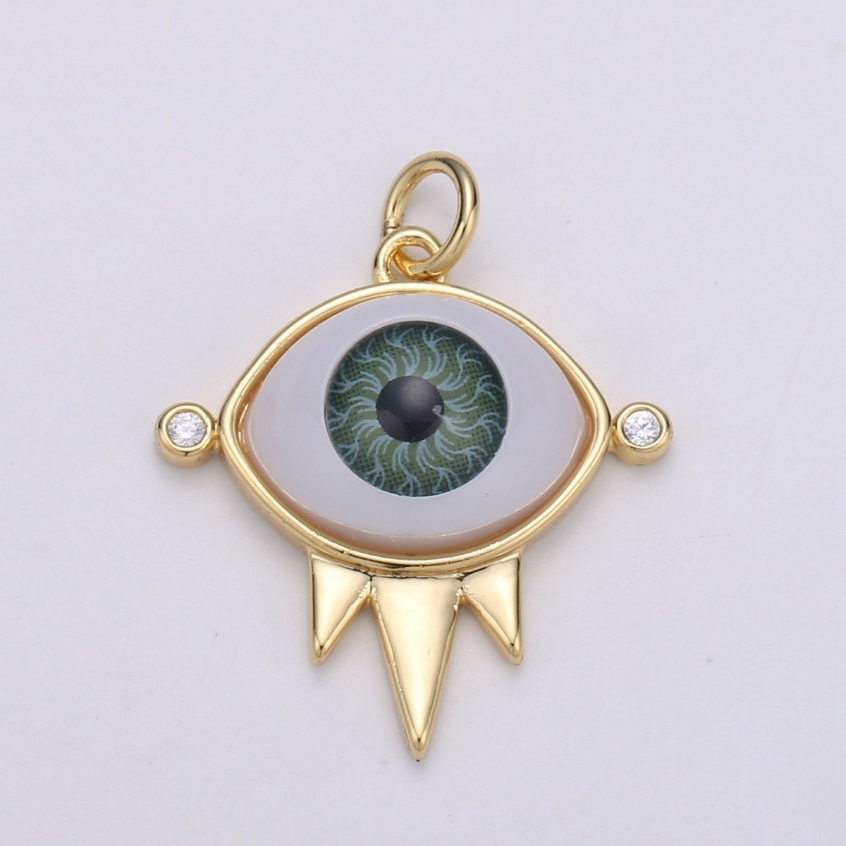 Evil Eye Green Eye Gold Filled Charm - D-723