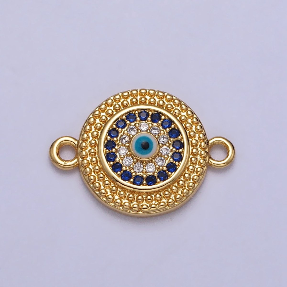 Evil Eye Micro Paved CZ Gold Beaded Round Connector | Y-707