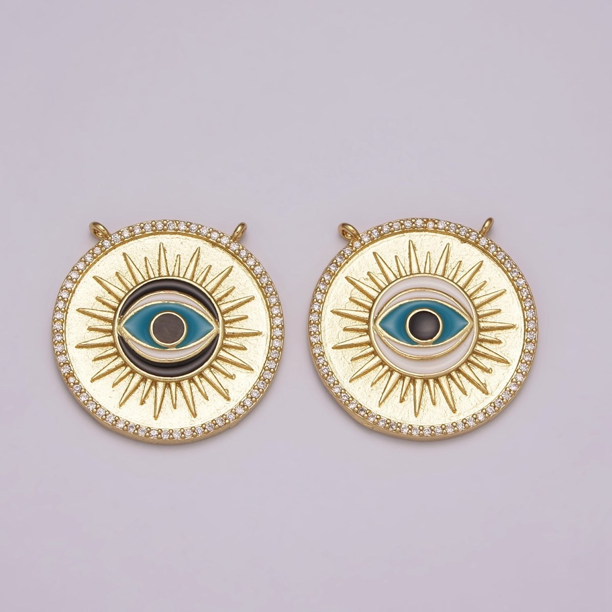 Evil Eye Necklace Charm Connector Cubic Eye Protection Necklace, Amulet Necklace, Gold Filled Pendant Necklace Supply Y-403 Y-404