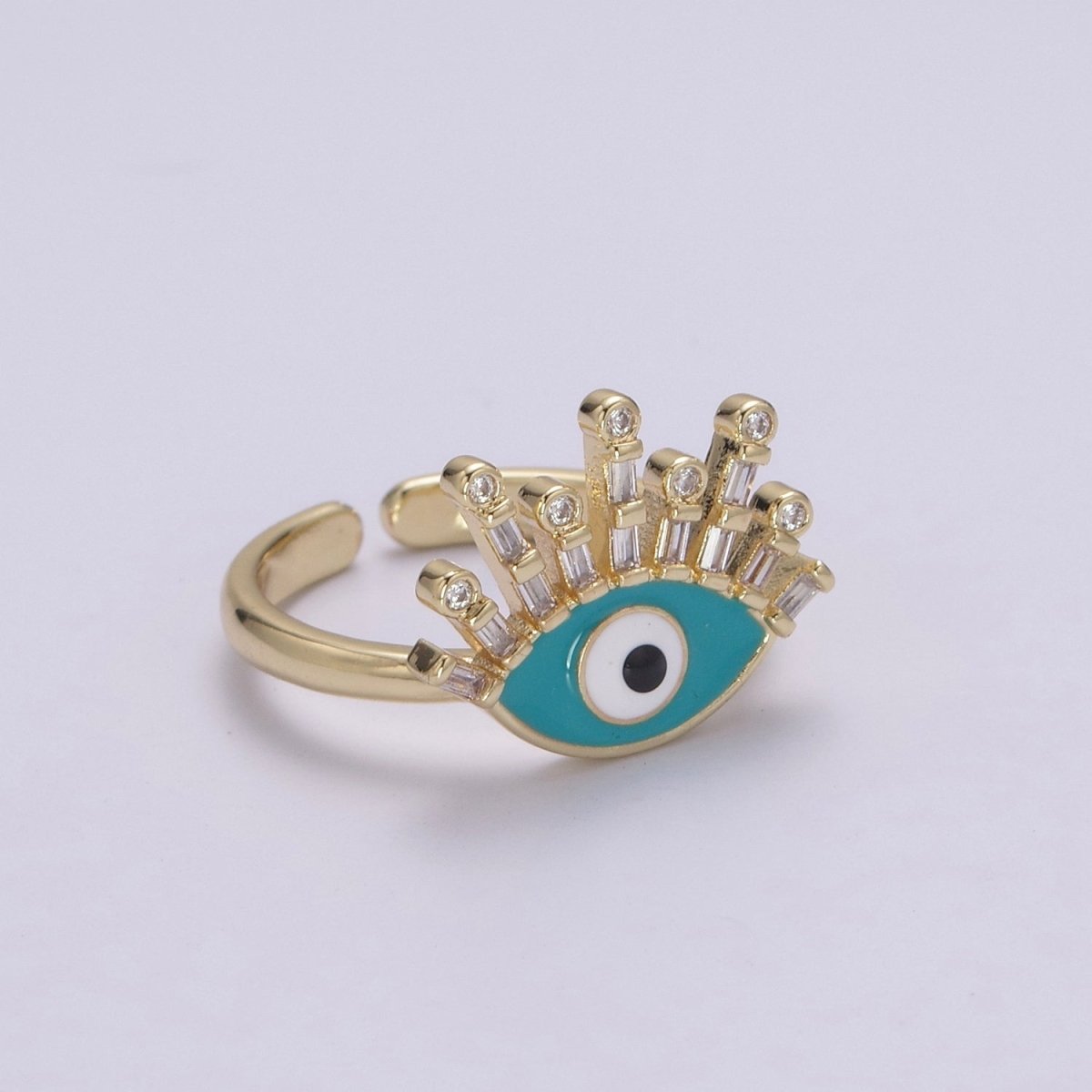 Evil Eye Ring, 14K Gold Filled Eye Ring, Evil Eye Zircons Ring, CZ Eye Blue Ring, Good Luck Ring Amulet Statement Stackable U-169 U-170