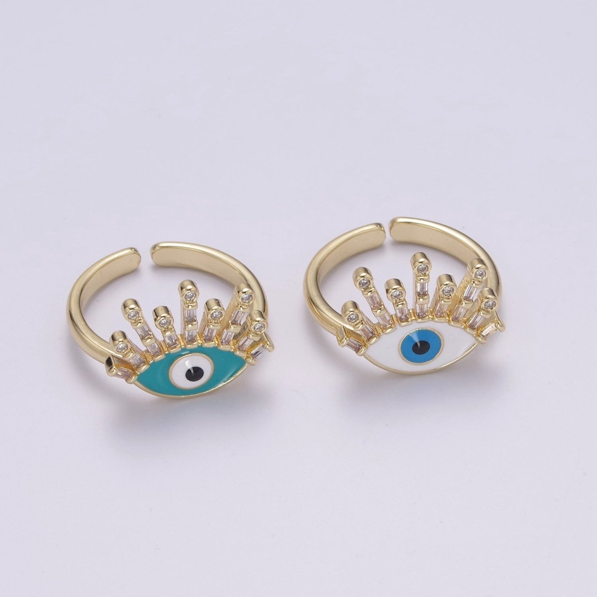 Evil Eye Ring, 14K Gold Filled Eye Ring, Evil Eye Zircons Ring, CZ Eye Blue Ring, Good Luck Ring Amulet Statement Stackable U-169 U-170