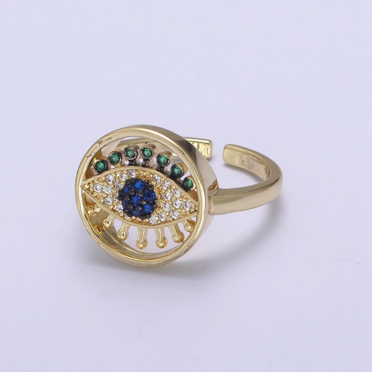 Evil Eye Ring Adjustable Ring, Gold Minimalist Ring, Diamond Evil Eye Ring, Amulet Ring, Protection Ring, Thin Delicate Ring, Gift Idea U-525 ~ U-529