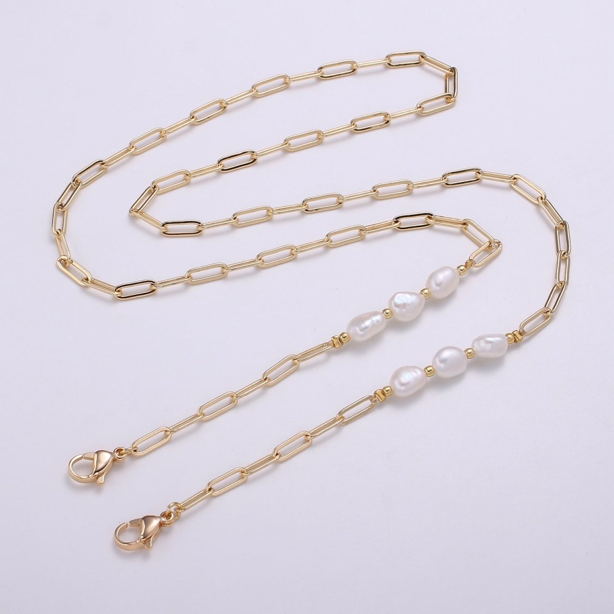 Face Mask Chain Gold Necklace, Face Mask Holder, Chain ONLY, Pearl Face Mask Chain, Paper Clip Face Mask Chain