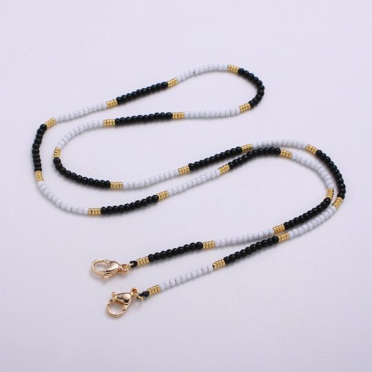 Face Mask Lanyard, High Quality Beaded Mask Chain, Facemask Necklace, Facemask Chain, Face Mask Holder, Lightweight Facemask Straps, FMHC-24.0-0012