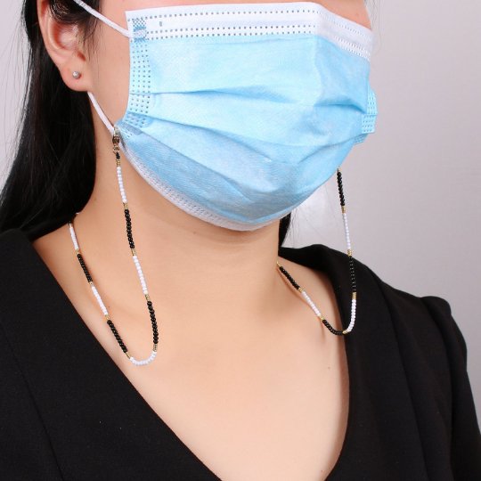 Face Mask Lanyard, High Quality Beaded Mask Chain, Facemask Necklace, Facemask Chain, Face Mask Holder, Lightweight Facemask Straps, FMHC-24.0-0012