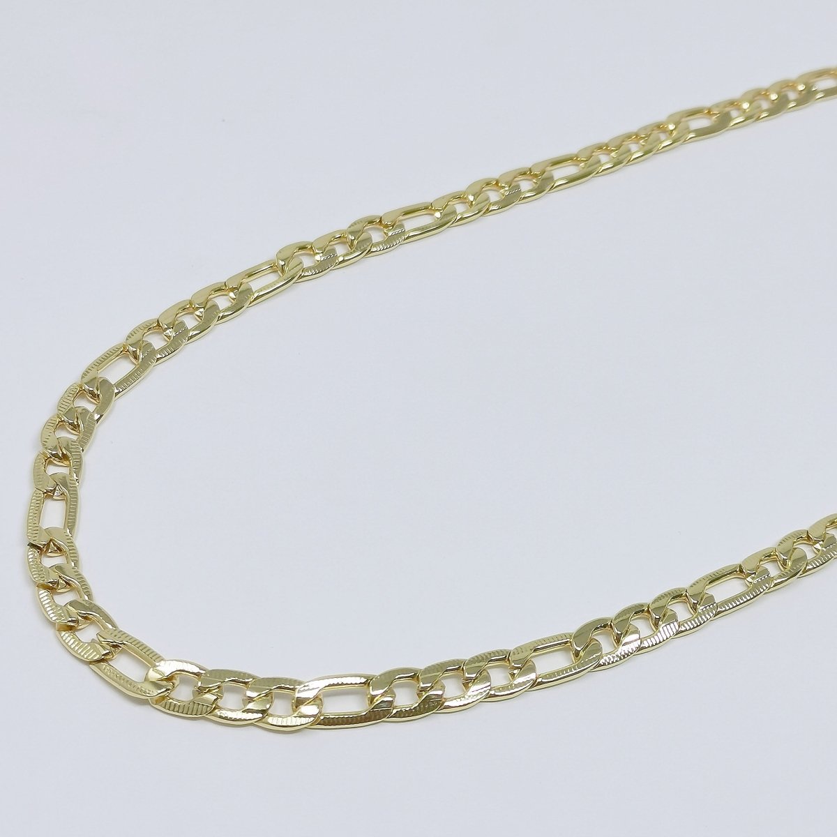 FIGARO Curb 7mm Width, 24K Gold Plated Chain By Yard, Link Cable Elongated Chain by Yard, Wholesale bulk Roll Chain DIY Craft | ROLL-365 Clearance Pricing