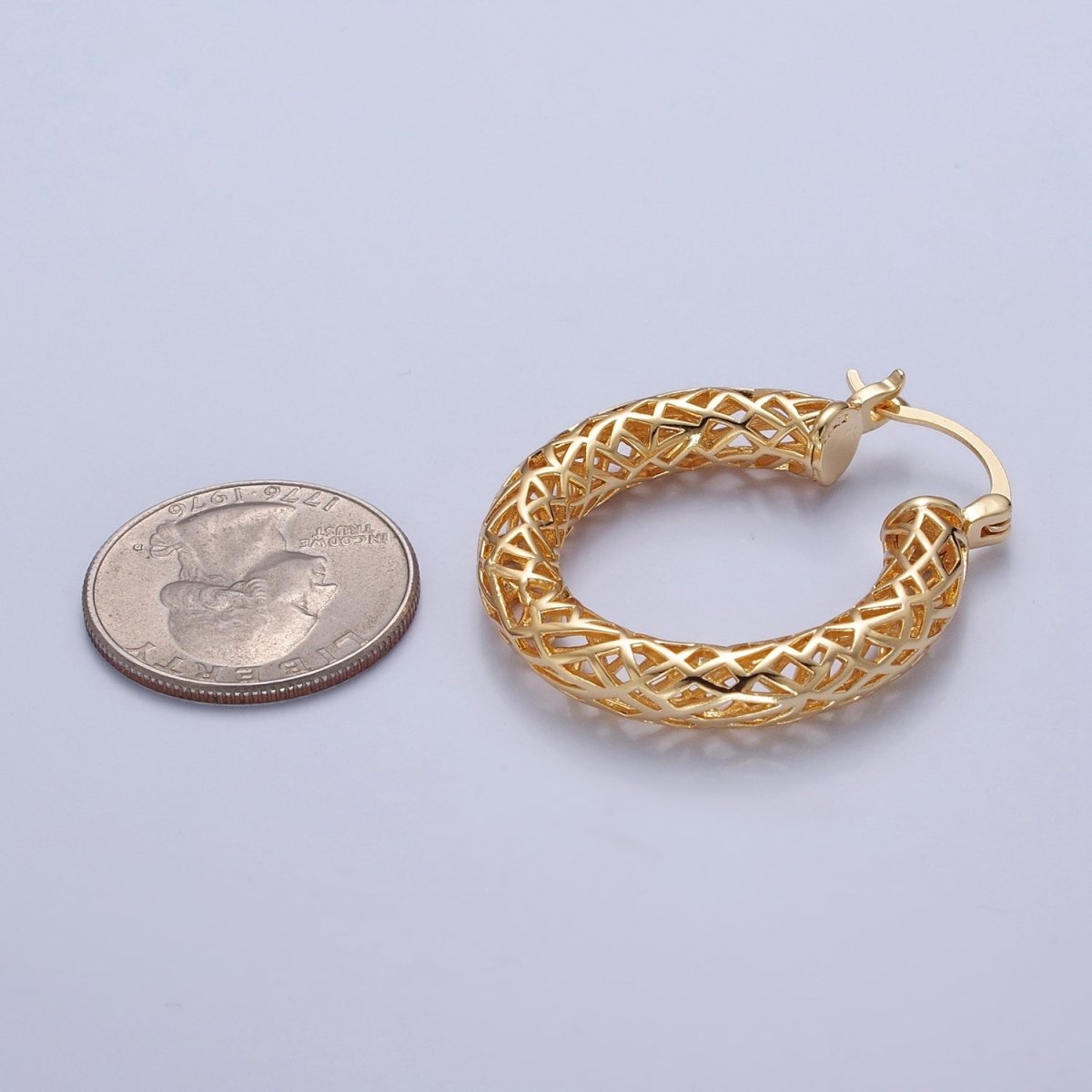 Filigree Hoop Earrings Artisan Filigree Heirloom Gold Plated Stylish Earring V-161