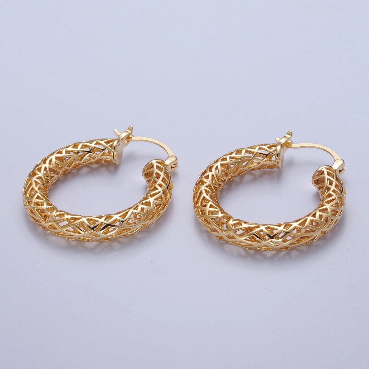 Filigree Hoop Earrings Artisan Filigree Heirloom Gold Plated Stylish Earring V-161