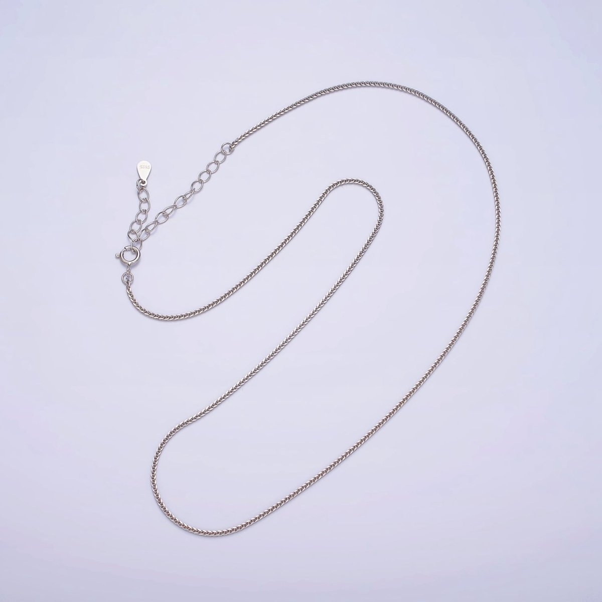 Fine 925 Sterling Silver 0.7mm Curb Chain Necklace 15.35 inch + 2 Inch Extender | WA-1969 Clearance Pricing