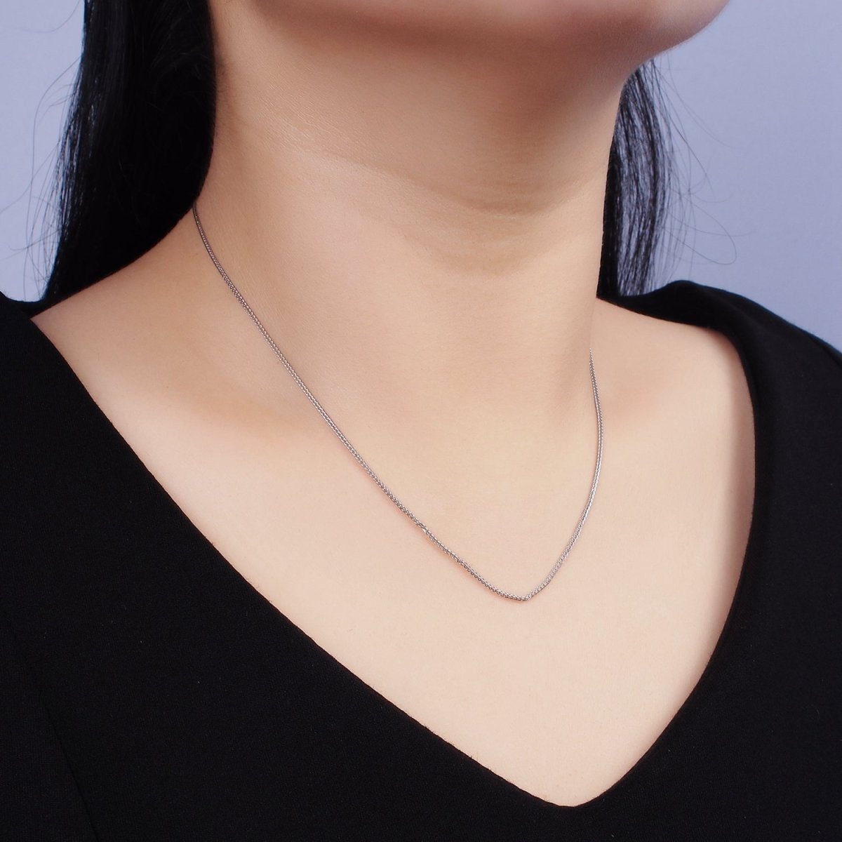 Fine 925 Sterling Silver 0.7mm Curb Chain Necklace 15.35 inch + 2 Inch Extender | WA-1969 Clearance Pricing