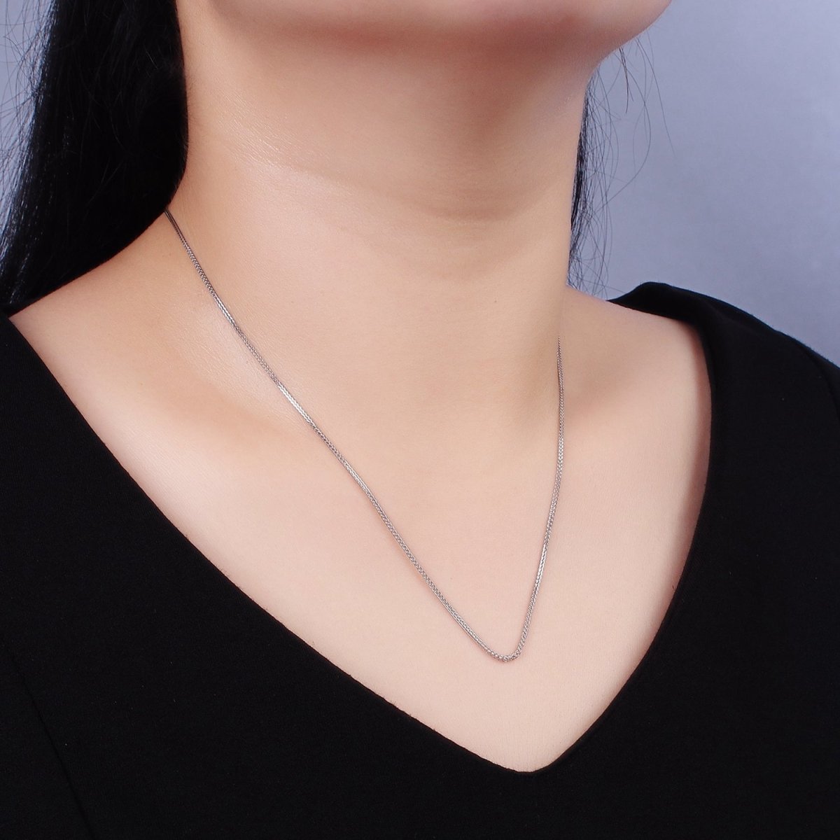 Fine S925 Sterling Silver 0.8mm Espiga Wheat Chain 18.5 inch Chain Necklace | WA-2161 Clearance Pricing