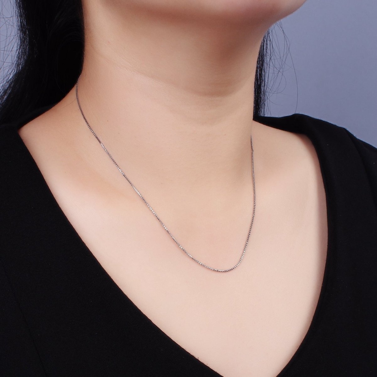 Fine Stainless Steel Box Chain Necklace 18 inch in Silver | WA-2402
