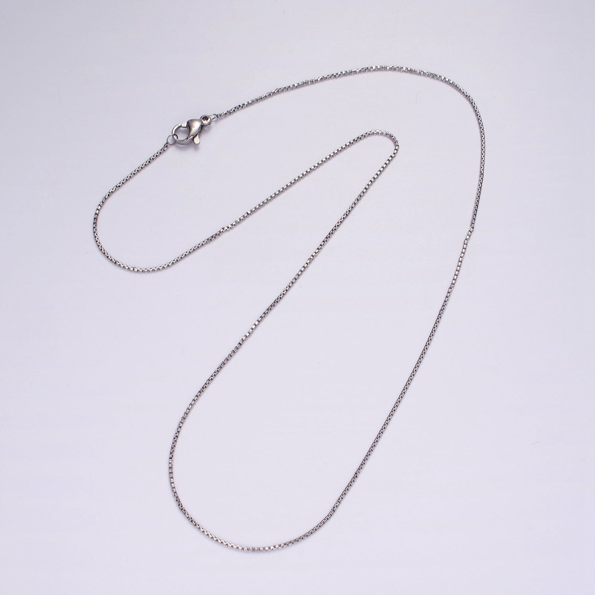 Fine Stainless Steel Box Chain Necklace 18 inch in Silver | WA-2402
